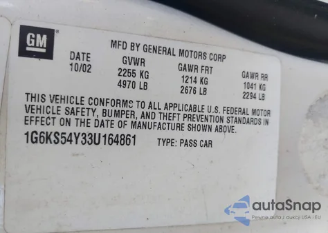 2003 Cadillac Seville Sls from USA, damaged, VIN 1G6KS54Y33U164861